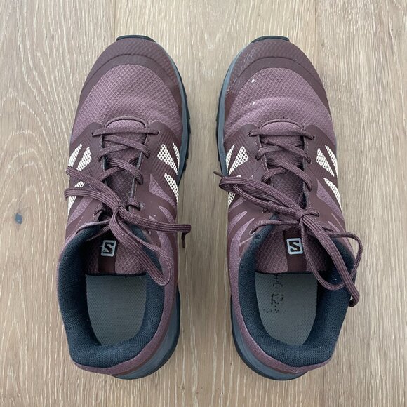 Salomon Shoes Women 8.5 Kaneo W 413812 Hiking Peppercorn Mahogany Burgundy - Picture 11 of 14